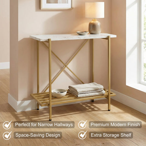 ecofynd 26 Inch 2 Tier Console Table