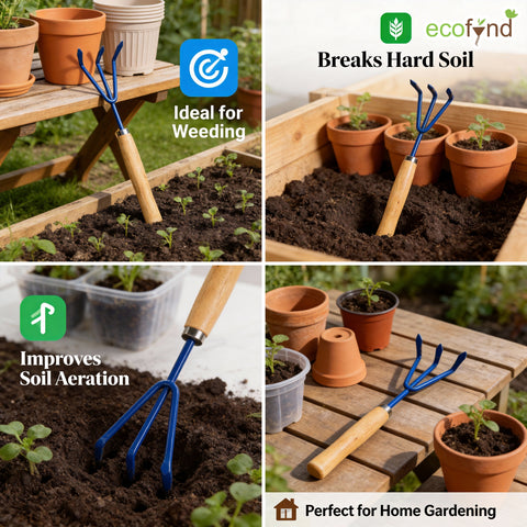 ecofynd Cultivator with Wooden Handle