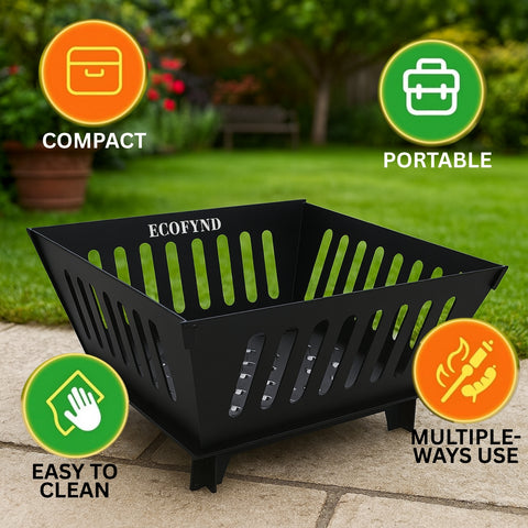 ecofynd Foldable Iron Fire Pit – Heavy Duty & Portable