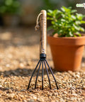 ecofynd Ecofynd Heavy Duty 5 Teeth Garden Rake with Wooden Handle Hand Cultivator