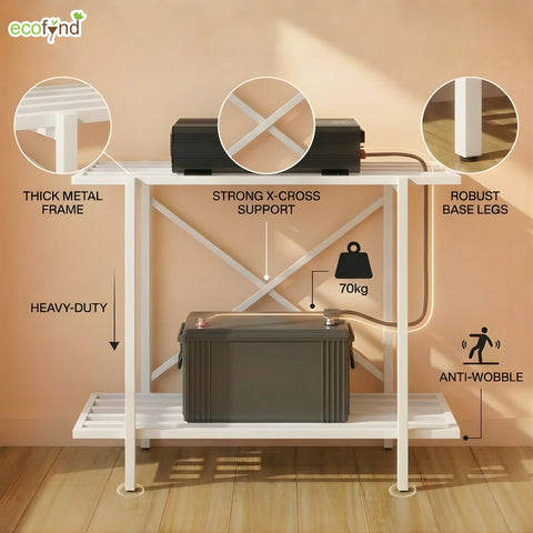 ecofynd 2-Tier White UPS Stand for Home and Office