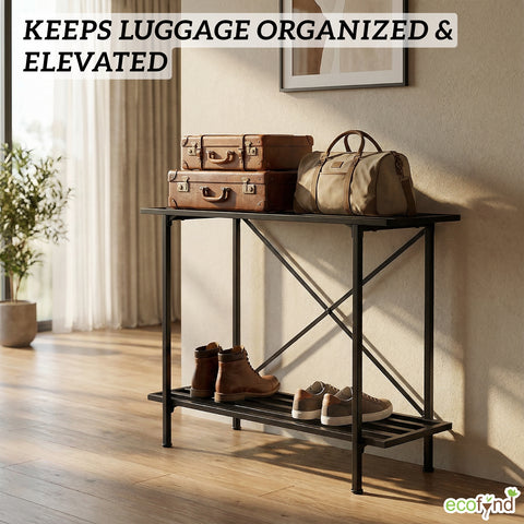ecofynd 2-Tier Black Metal Luggage Rack