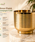 ecofynd Halo Ribbed 7 Inch Planter - Gold Finish Symmetrical Design