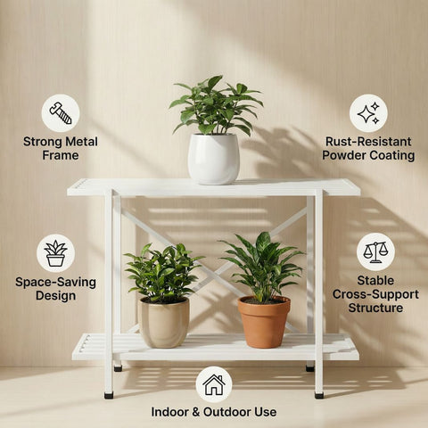 ecofynd 26 Inch Adam Metal Plant Stands for Outdoor Balcony