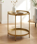 ecofynd Ecofynd Multipurpose AureoNest Gold 2-Tier Side Table