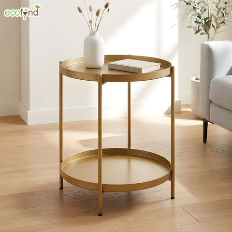 ecofynd Ecofynd Multipurpose AureoNest Gold 2-Tier Side Table