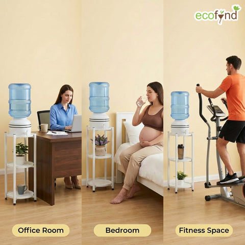 ecofynd Ecofynd HydroNest 2-Tier White Water Dispenser Stand with Storage Shelf