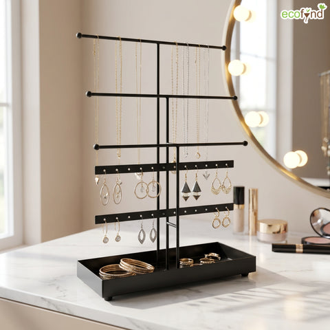 ecofynd 5-Tier Black Metal Jewelry Organizer Stand