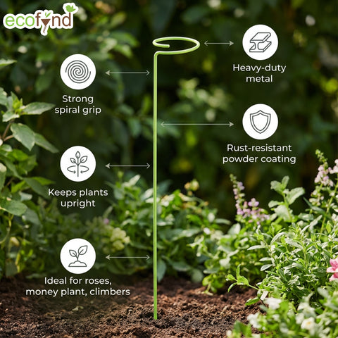 ecofynd Light Green Metal Plant Trellis – 18 Inch Rust-Resistant Stake