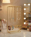ecofynd Ecofynd 2-Tier Golden Metal Jewelry Organizer Stand with 11 Hooks & 10 Earring Holes
