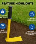 ecofynd Heavy Duty Garden Hand Hoe with 16 inch Handle – Yellow