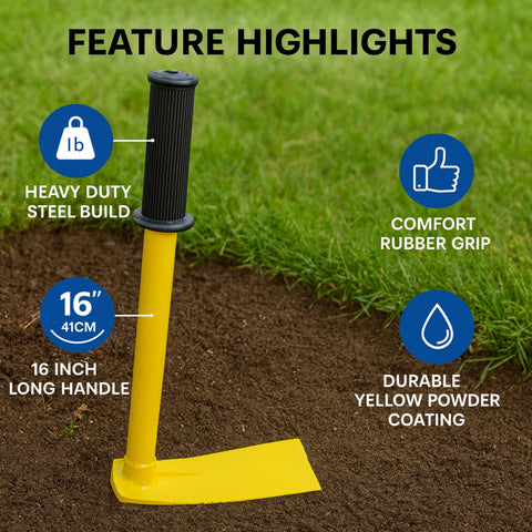ecofynd Heavy Duty Garden Hand Hoe with 16 inch Handle – Yellow