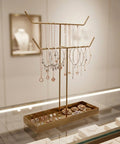 ecofynd Ecofynd 2-Tier Jewelry Hanger Stand with Storage Tray (Golden)