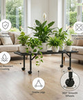 ecofynd Scot 35 Inch Plant Stand with Wheels for Balcony (Black)
