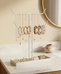 ecofynd Ecofynd 2-Tier Jewelry Hanger Stand with Storage Tray (White)