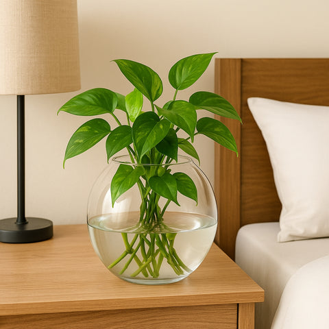 ecofynd Glass Vase for Flowers & Décor – Clear Globe Shape | Transparent