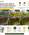 ecofynd 1 Pack 16 Inches Metal Hanging Flower Pot Stand For Railing Planters