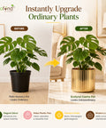 ecofynd 6 Inch Ribbed Metal Pedestal Planter – Gold Finish