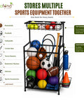 ecofynd Sports Equipment Organizer Rack with Side Racket Holder