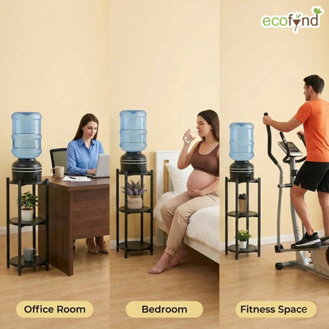 ecofynd Ecofynd HydroNest 2-Tier Black Water Dispenser Stand with Storage Shelf
