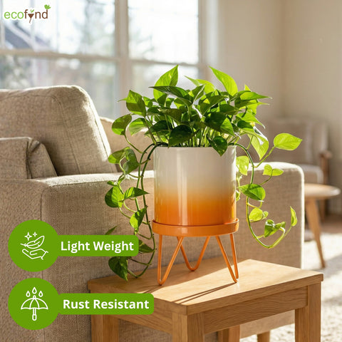 ecofynd Ecofynd Lucas Tabletop Metal Planter with Orange Stand