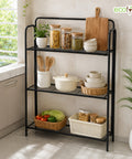 ecofynd 3-Tier Multipurpose Foldable kitchen rack Heavy Duty Metal Storage Rack for Kitchen Organizer