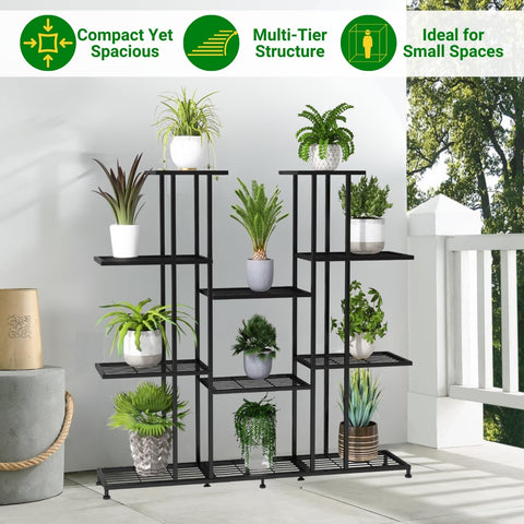 iron stand for plant pots Zura 11-Tier Metal Planter Stand – Modern Vertical Display Rack – Ecofynd