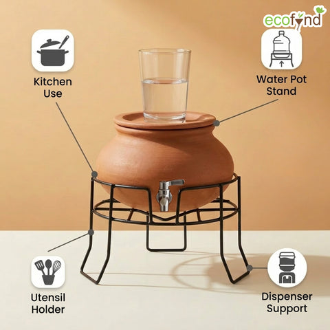 ecofynd Ecofynd Small Metal Matka Stand for Kitchen - Style 2