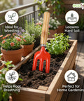 ecofynd Small Hand Fork with Wooden Handle – 25 × 6 cm Rust-Resistant Garden Tool