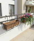 ecofynd 2 Pack 16 Inches Metal Hanging Flower Pot Stand For Railing Planter