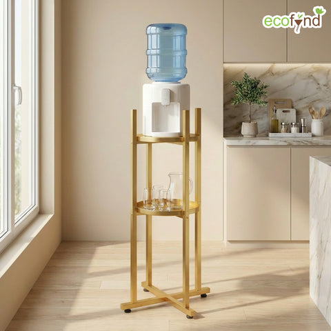 ecofynd Ecofynd HydroNest 2-Tier Golden Water Dispenser Stand with Storage Shelf