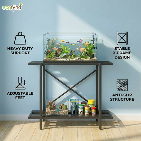 ecofynd 2-Tier Black Fish Tank Stand