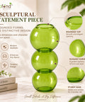 ecofynd Triple Bubble Green Glass Vase – Modern, Minimalist & Versatile