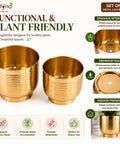 ecofynd Set of 2 Halo Ribbed Metal Planter in Symmetrical Design