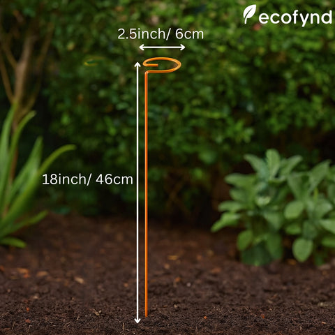 ecofynd Orange Metal Plant Trellis – 18 Inch Rust-Resistant Stake