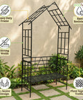 ecofynd Ecofynd Black Arbor 2 Seater Garden Bench for Outdoors Hut Shaped