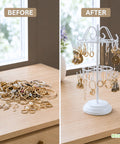 ecofynd 2-Tier White Metal Jewelry Organizer Stand with 40 Hooks