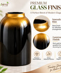 ecofynd Glass Vase for Flowers & Decor – Jar Shaped | Black with Gold Hue