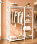 ecofynd Heavy Duty Metal Garment Rack with 5 Storage Shelves & Hanging Rod