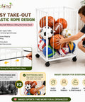 ecofynd White Sports Ball Storage Rack with 360° Rotating Wheels