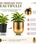 ecofynd Linea Patterned Golden Groove Planter 6.2 Inches