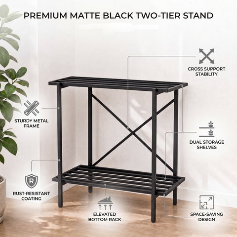 ecofynd 2-Tier Black Fish Tank Stand