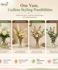 ecofynd 3.9 Inch Glass Flower Vase for Fresh & Artificial Flowers