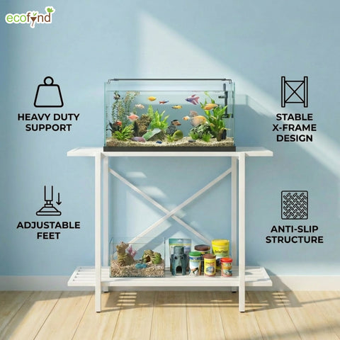 ecofynd 2-Tier White Fish Tank Stand
