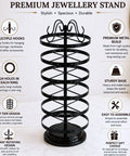 ecofynd Ecofynd 6-Tier Rotating Jewelry Organizer Stand with 144 Holes, Black Metal Earring Holder
