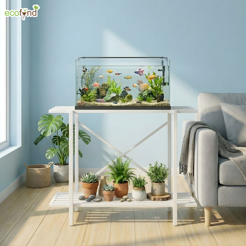 ecofynd 2-Tier White Fish Tank Stand