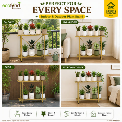 Adam Metal Plant Stand | 2-Tier Shelf for Indoor & Outdoor Use | Ecofynd