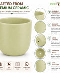 ecofynd 5 Inch Ceramic Plant Pots with Drainage Hole