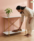 ecofynd Jr Elix 2-Tier Metal Storage Bench for Entryway