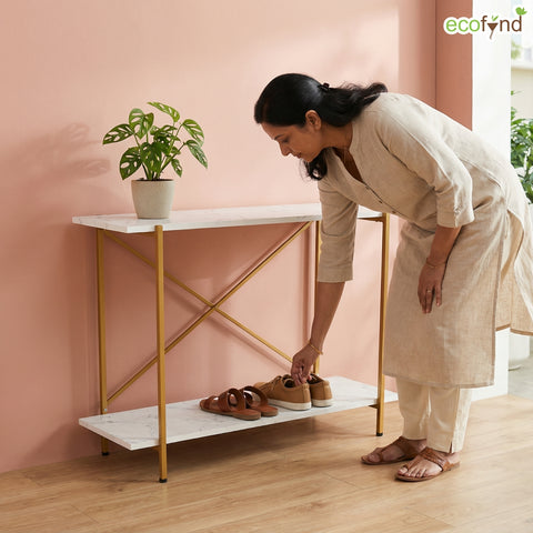 ecofynd Jr Elix 2-Tier Metal Storage Bench for Entryway